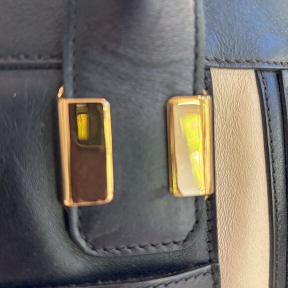 CHLOE  Calfskin Medium Alice Satchel Husky White and Black - Picture 6 of 15